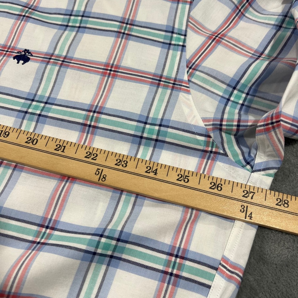 Brooks Brothers 346 Mens XL Plaid Button Down Shirt Long Sleeve Multi Color Logo - Picture 5 of 7